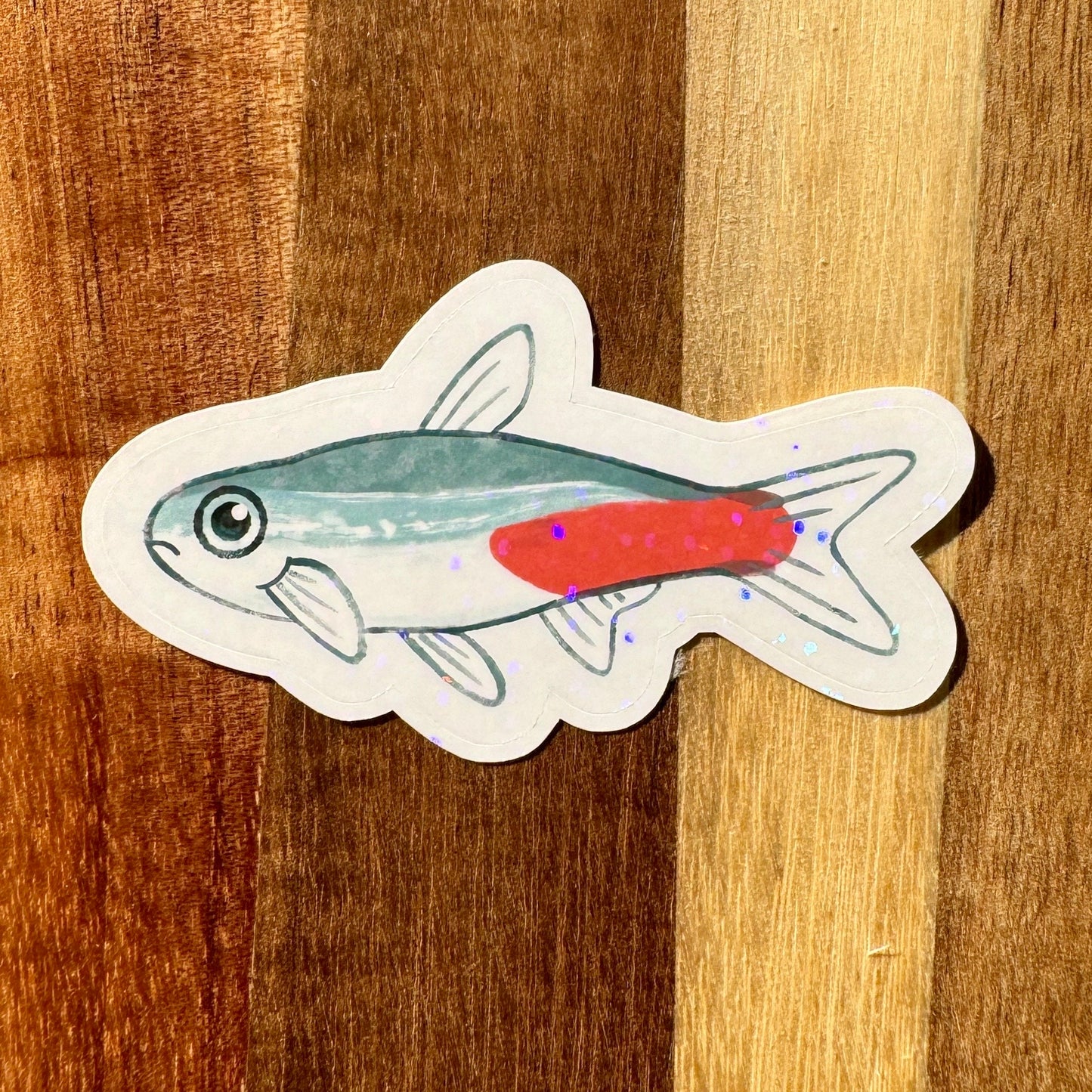 HOLOGRAPHIC Neon Tetra Fish Sticker 2.75”