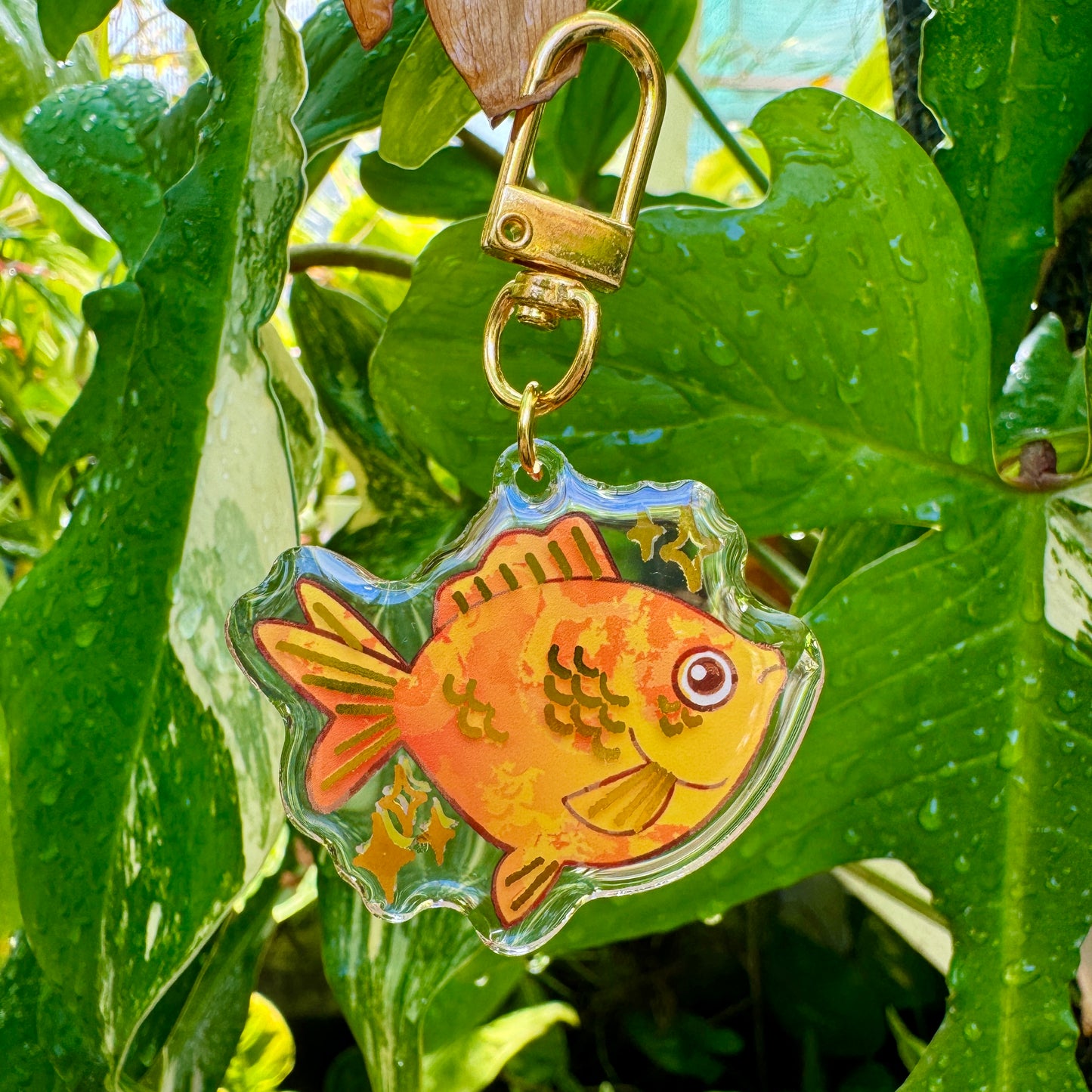 Sparkling Koi Kohaku and Goldfish Double-sided Acrylic Keychain