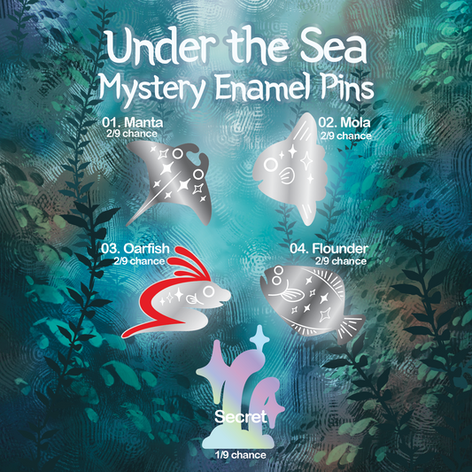 Enamel Pin Blindbox | Under the Sea Marine Fish Friends (4 pins+1 rare)