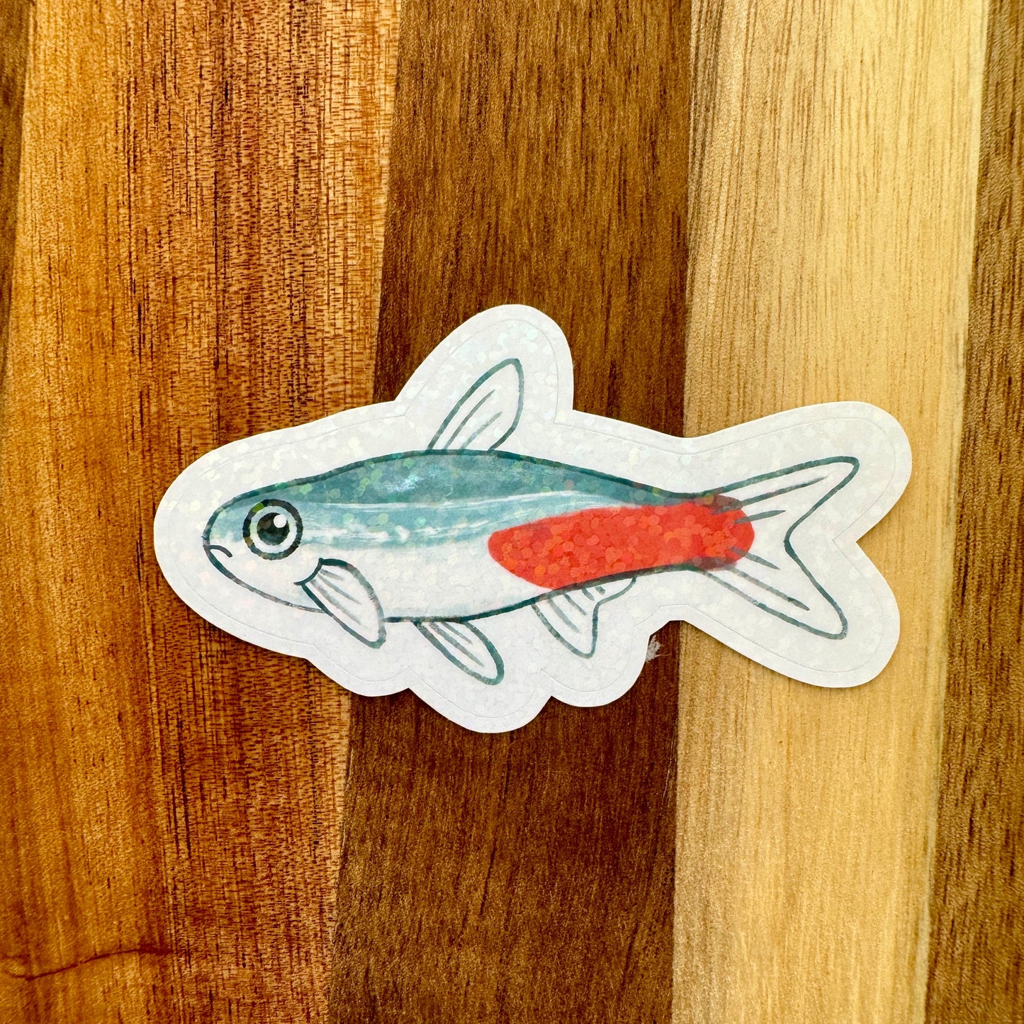 HOLOGRAPHIC Neon Tetra Fish Sticker 2.75”