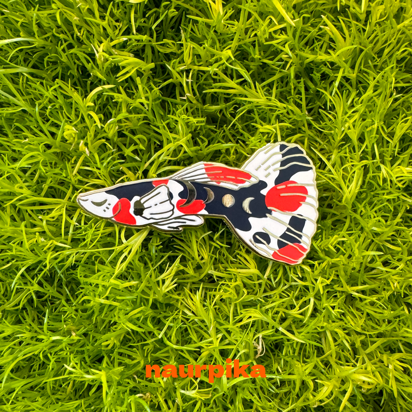 Celestial Koi Guppy Enamel Pin Set | Celestial Koi Guppies and Sparkling Plants (4 pins)