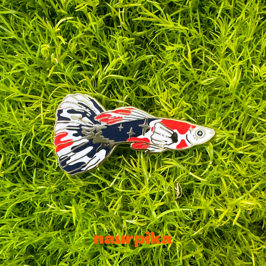 Celestial Koi Guppy Enamel Pin Set | Celestial Koi Guppies and Sparkling Plants (4 pins)