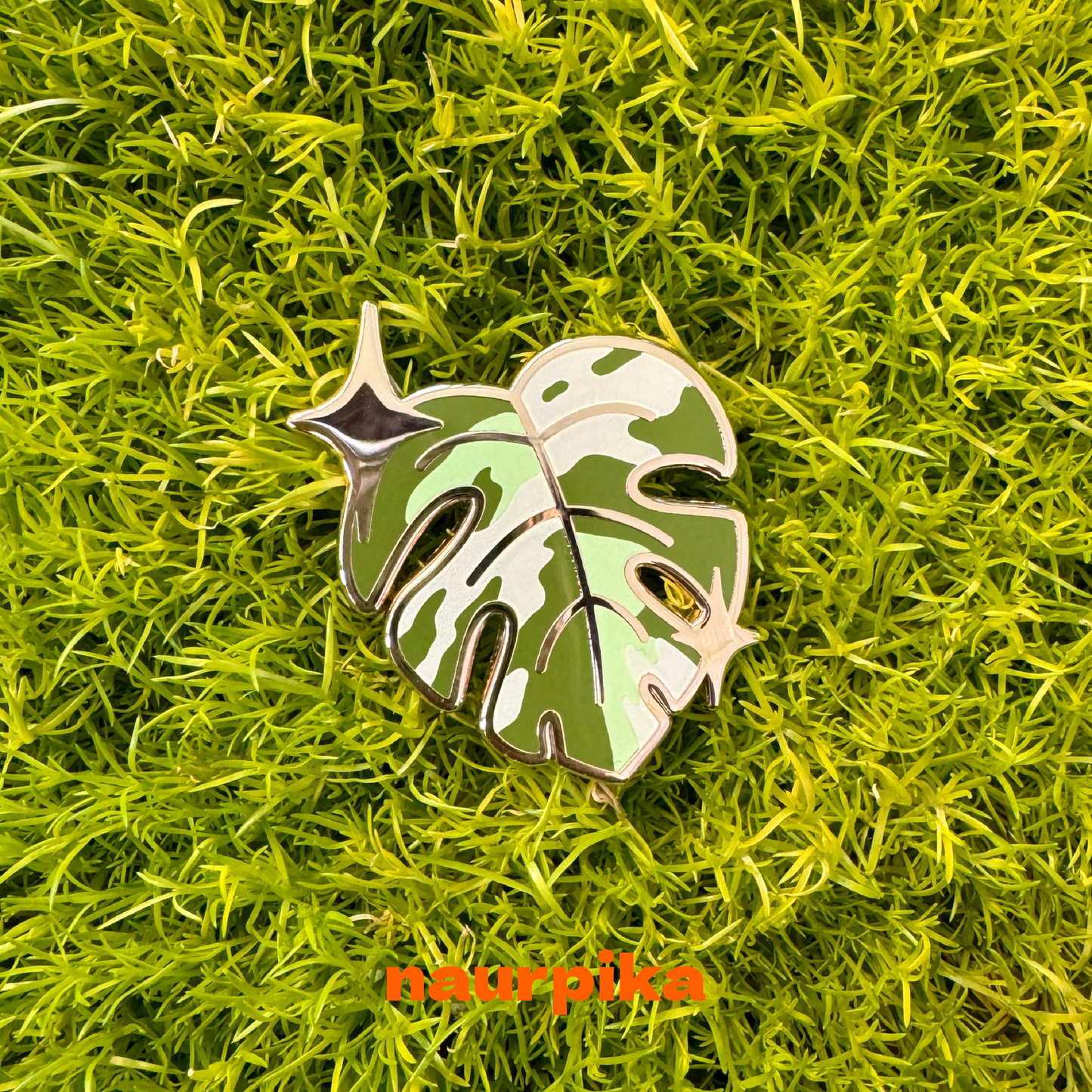 Plant Enamel Pin Set: Sparkling Monstera Albo, Sparkling Alocasia Frydek Variegated, Sparkling Sprout Pin (3 pins)
