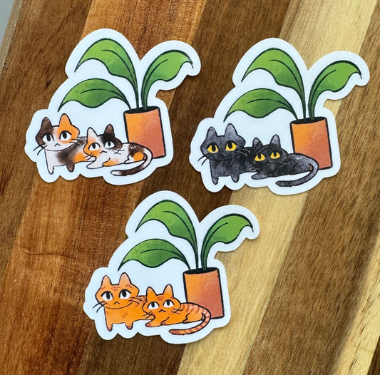 Plant Kitties Stickers 2.5” GLOSSY
