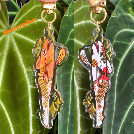 Koi and Goldfish Reverse Mermaid Double-sided Acrylic Keychain