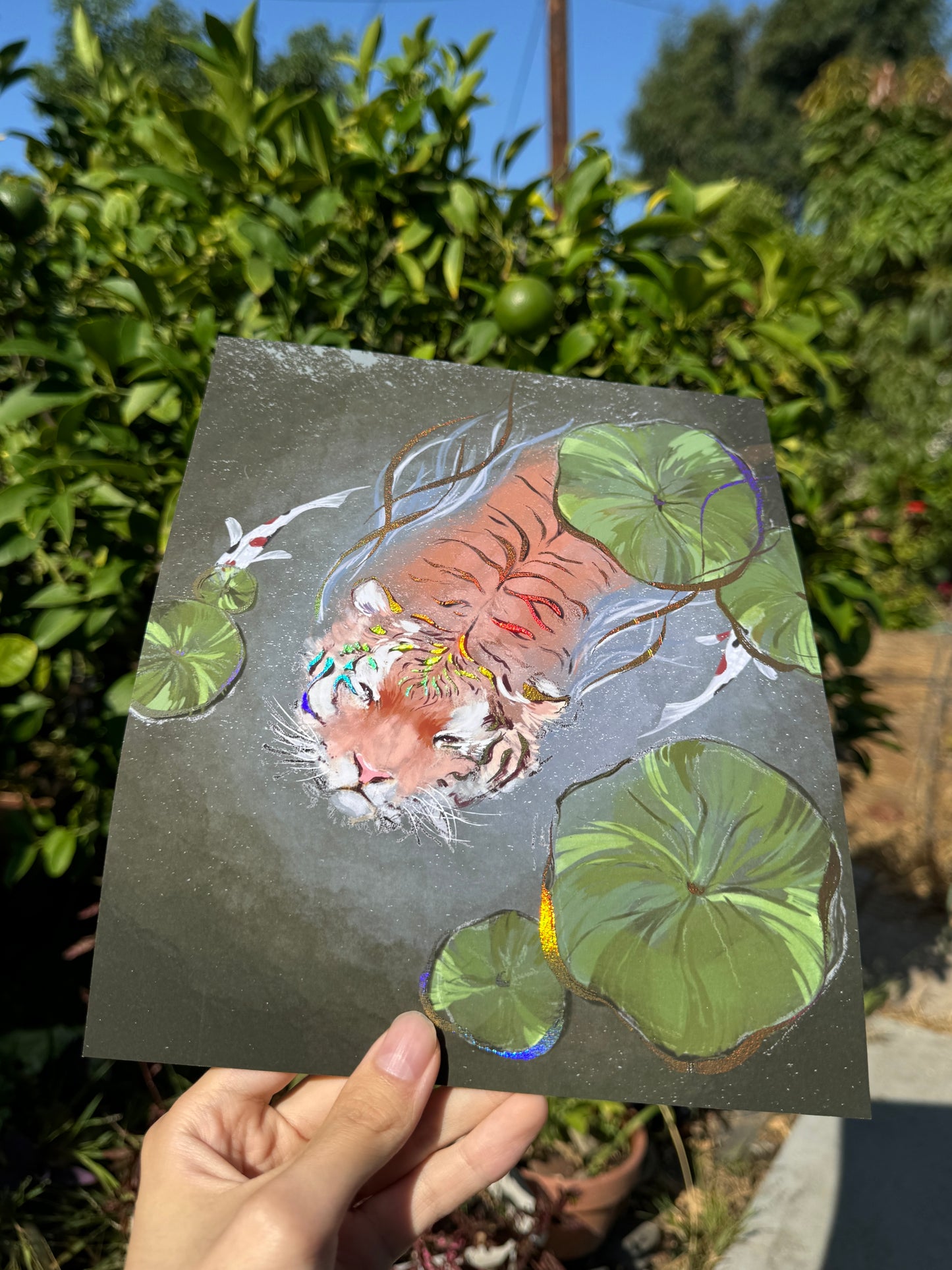 Tiger Swimming | Foil Art Print | NaurPika | 5x7" and 8x10"