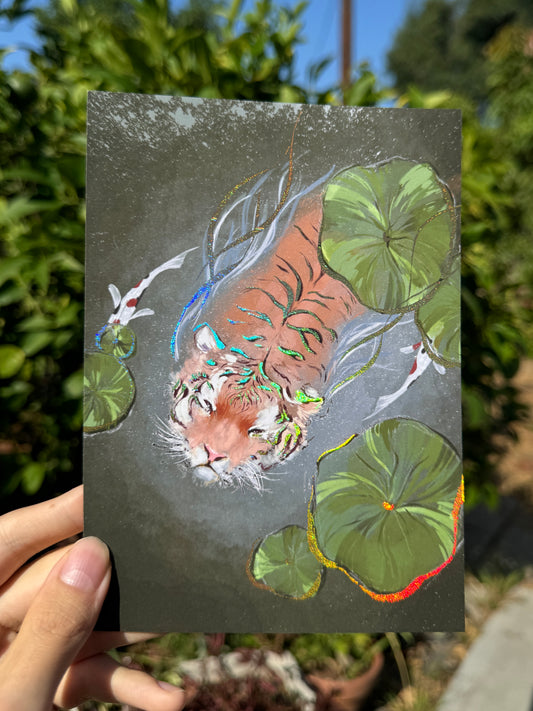 Tiger Swimming | Foil Art Print | NaurPika | 5x7" and 8x10"