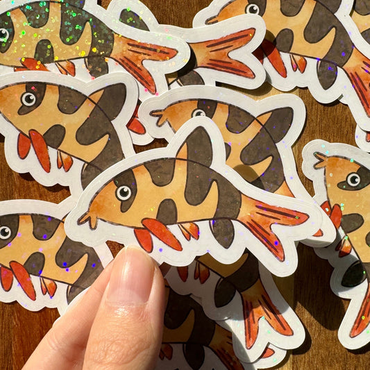 HOLOGRAPHIC Clown Loach Fish Sticker 3”